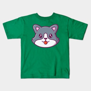 Cute Dog Face Cartoon (9) Kids T-Shirt